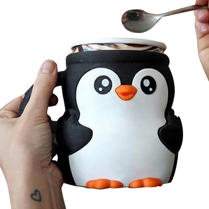 1PC Cute Penguin Ice Cream Pint Holder Reusable Ice Cream Pints Containers Anti Freeze Handle , Popsicles Insulated Sleeves