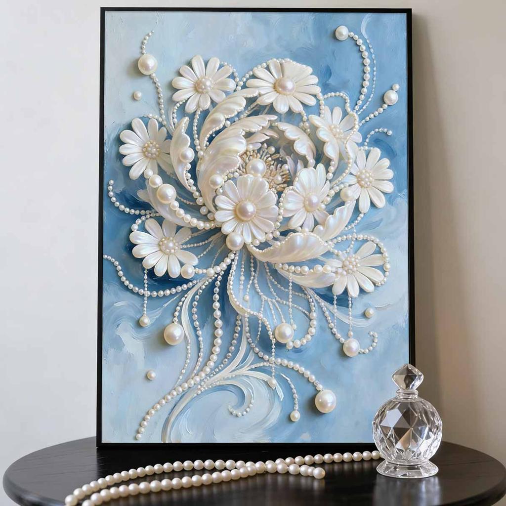 DIY Flower Pearl Diamond Art Painting Kits for Adults and Beginners, Fine View Sparkling Painting Craft Home Wall Decor Handmade Gift