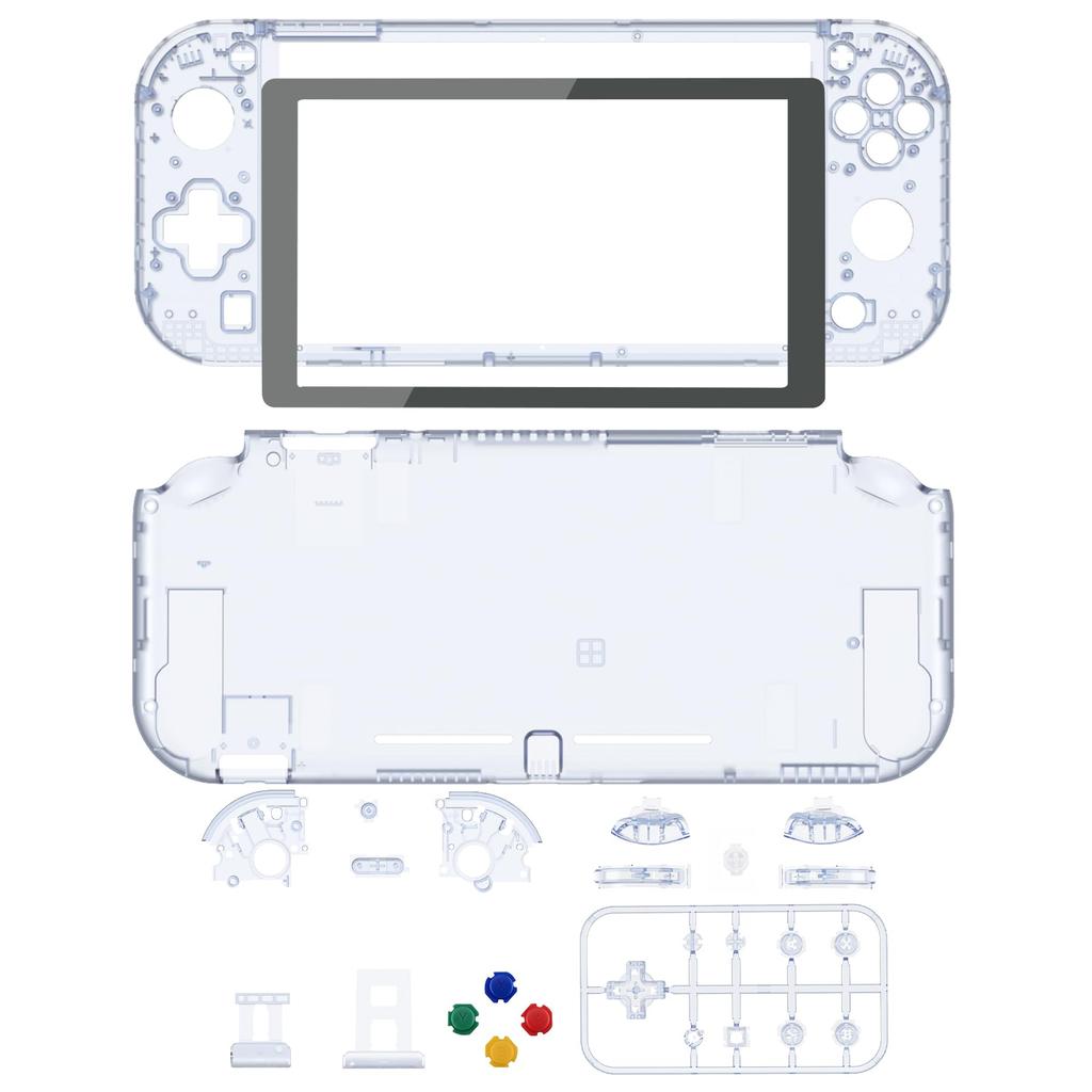 eXtremeRate DIY Compatible Case Shell Made of Clear Material for Compatible with Switch Nintendo Switch Light Controller Repair Kit with Custom Case