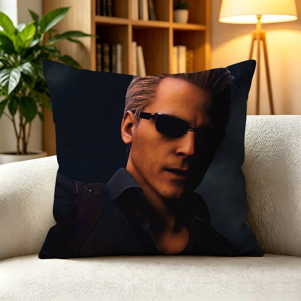AAlbert Wesker Resident Evil Villain Pillow Case Square DoubleSided Sofa Cushion Cover Bedroom Bedside Pillow