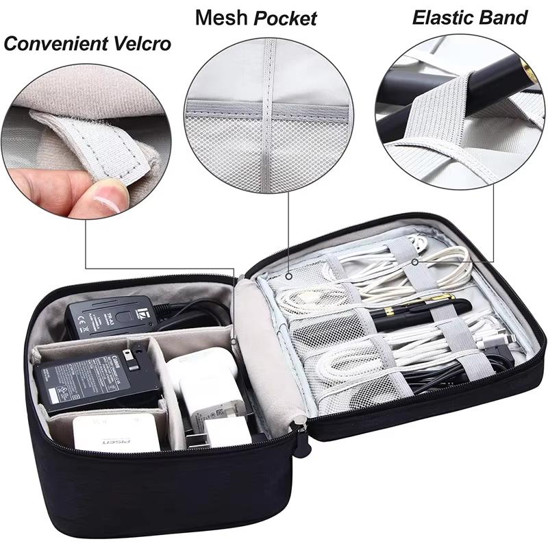 Portable Travel Digital Cable Storage Bag Large Capacity Moisture-proof Mesh Headphone Charger Organizing Storage Bag