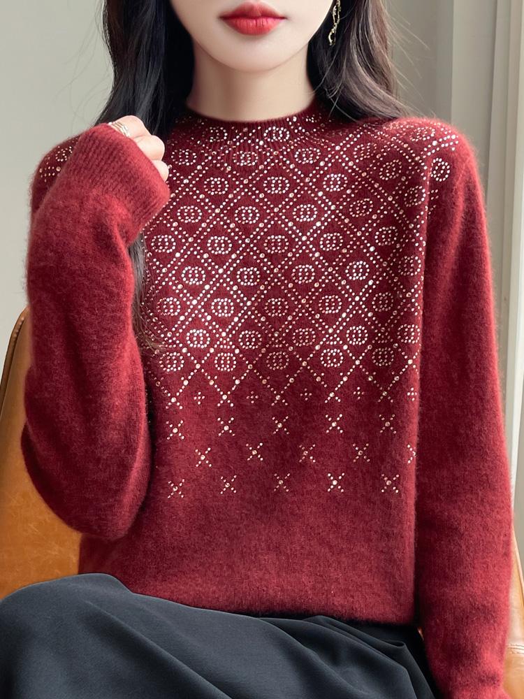 Women's Cashmere Sweater Qinghe Cashmere 30% Cashmere 70% Wool Autumn and Winter Cashmere Pullover Soft and Warm