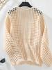 Fuzzy Knit Hollow Out Autumn Sweater: European & American Style, Loose Fit, Long Sleeve Women's Outerwear