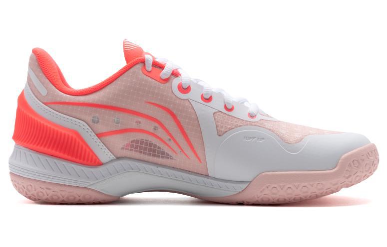 Li Ning Raid Rubber Cushioning, Wear Resistant Low top Badminton Shoes Unisex White Red AYZT009-2