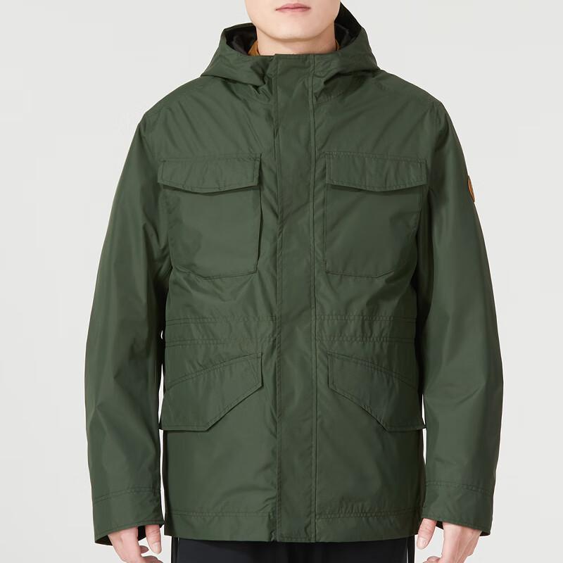 Timberland Solid Color Casual Windbreaker Hooded Two-In-One Multi-Pocket Jacket Men jackets Green A2EQV-U31