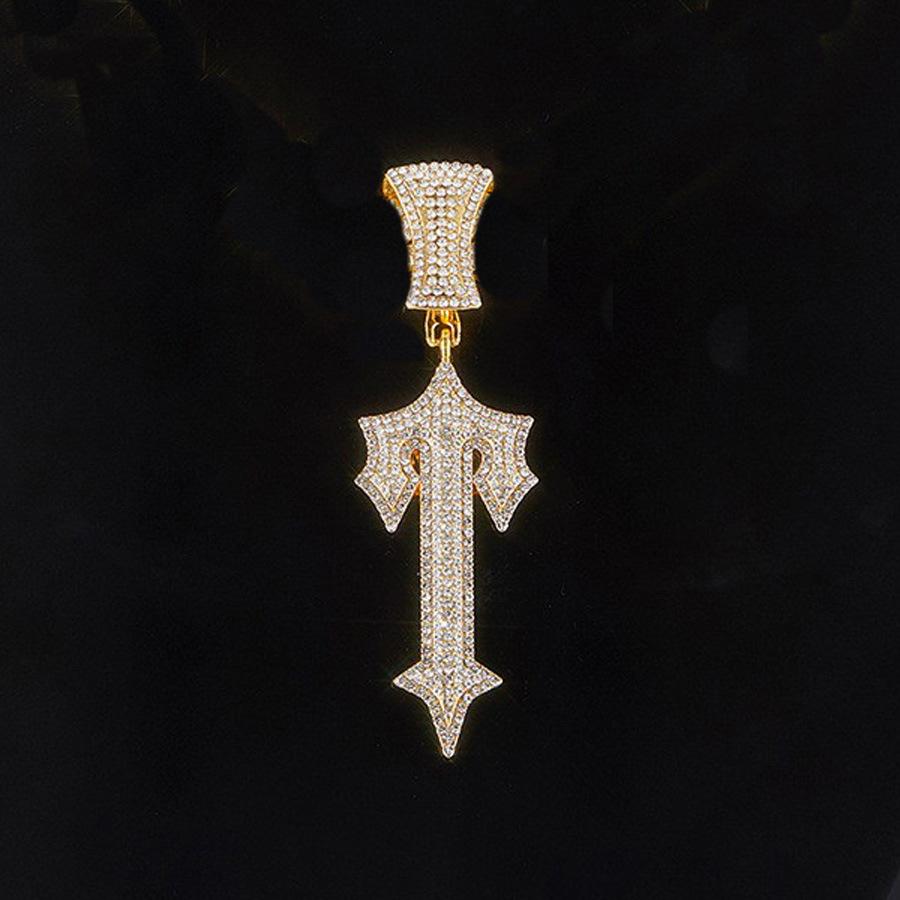 Alloy Cross Sword Pendant Full Diamond Cuban Chain Hip Hop Niche Legendary Big Sword Jewelry