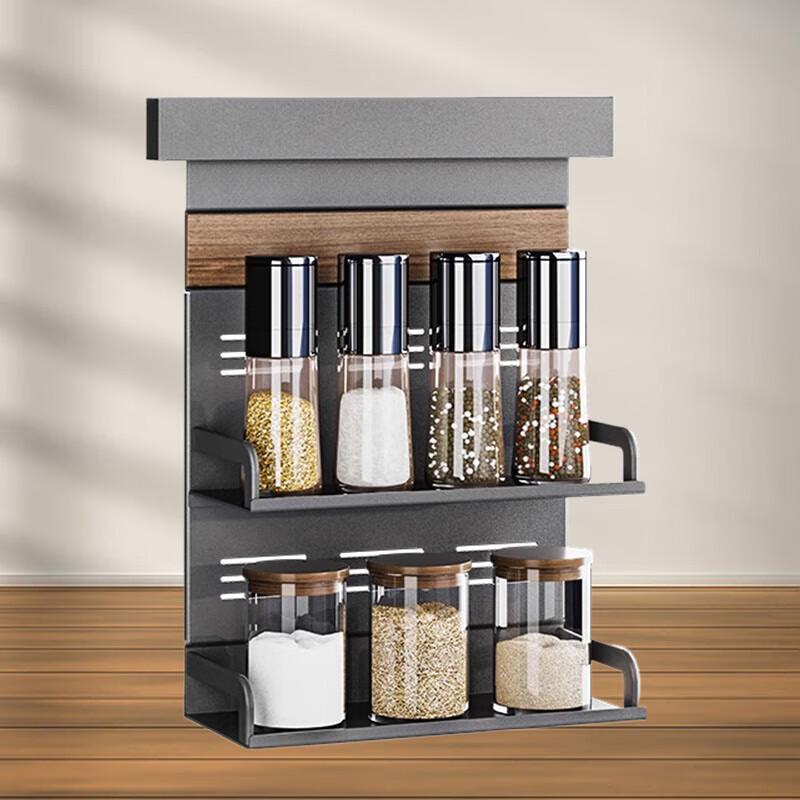 No-Drill Wall-Mounted Double-Layer Kitchen Storage Rack