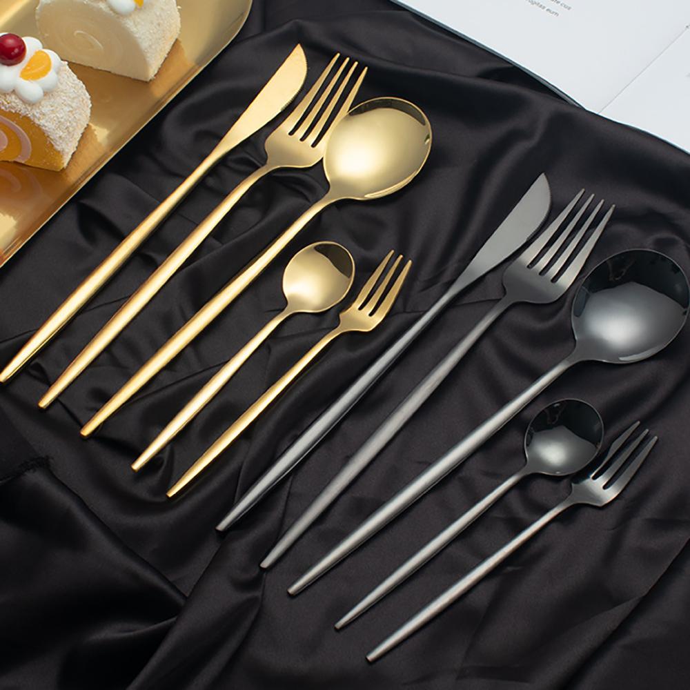 30pcs/6set Dinnerware Knives Fork Dessert Coffee Teaspoons Spoons Ware Set Stainless Steel Cutlery Kitchen Tableware