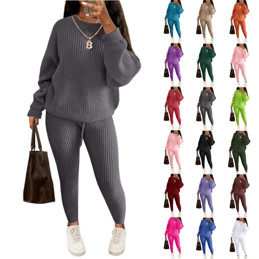 Fashionable Women's Casual Knitted Two-piece Suit