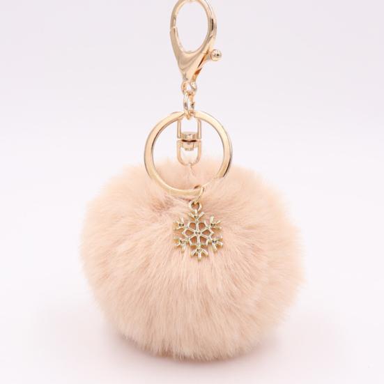 Snowflake Fluffy Pompom Ball Key Chain Ring Holder Car Bag Ornament Keychain