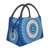 Mati Evil Eye Glass Sky Blue Meandros Patterns Resuable Lunch Box Multifunction Bohemian Cooler Thermal Food Insulated Lunch Bag