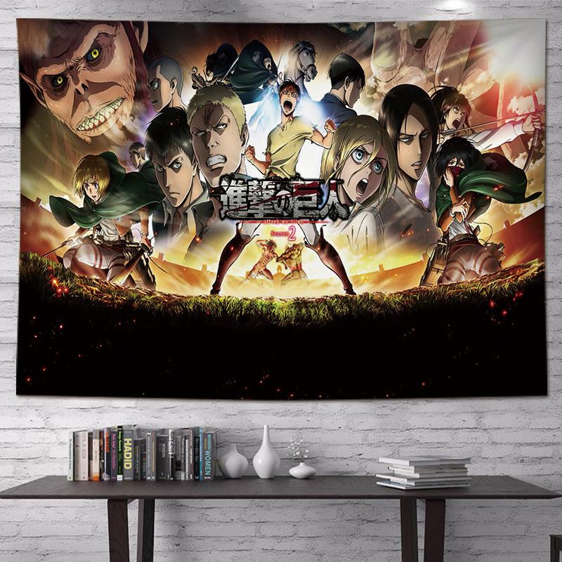 Vertical Attack On Titan Anime Tapestry Cartoon Wall Art Hanging For Bedroom Dorm Living Room Home Decoration