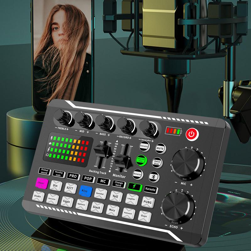 

Звуковая карта F998, комплект микрофонного микшера, 16 звуковых эффектов, аудиозапись, звуковой микшер, микшерный пульт, усилитель для телефона