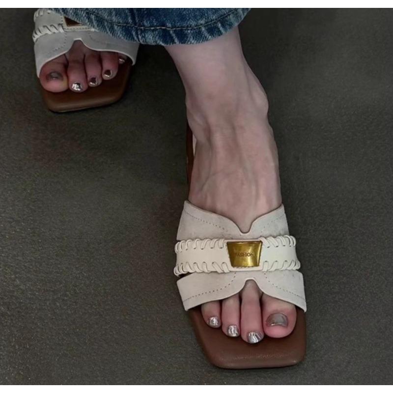 Fashion 2025Handmade  Leather Bottom Slippers Women's Summer Outdoor Wearable Slides Style Design Sensation Small