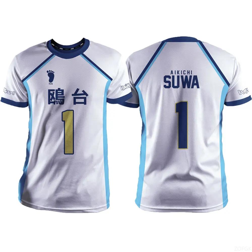 Haikyuu Kamomedai White Cartoon Anime Cosplay Men Jersey Summer Short Sleeve Children Tee Tops