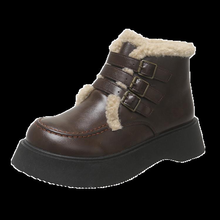 Fashion Hot Selling Woman Shoes Elegant With Medium Heels Snow Boots for Women Lace-up Padded Laces Trend 2025 Demi-season eWarm on Slip