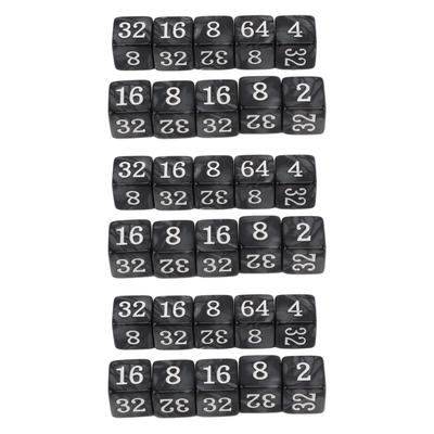 30PCS Number Dice Six Sided Multiples of 2 Number Plastic Light Weight Portable Dice Cubes for Teaching Board Games