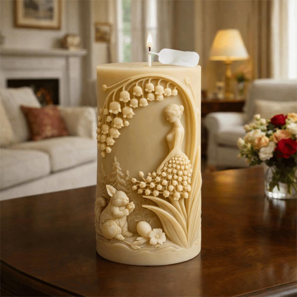 Decorative 3D Flower Girl Candle Mold Non-stick Reusable Plaster Mold Detailed Relief Handmade Candle Making Mold DIY Crafting