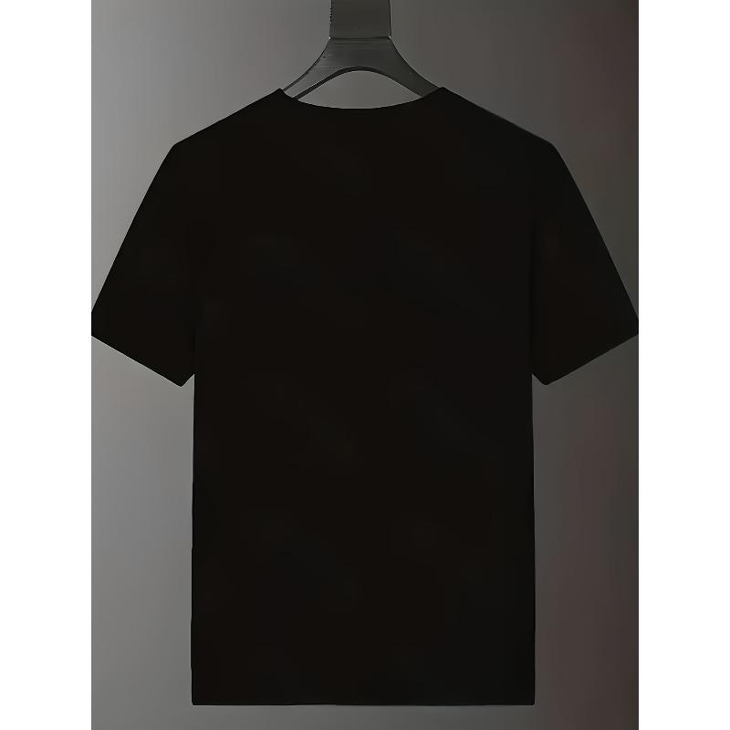 Europäische Größe Herren Mode Lässiges T-Shirt mit Kräftigem Buchstabenaufdruck, Einfaches und Verspieltes Design für einen Einzigartigen Look Bequemes T-Shirt