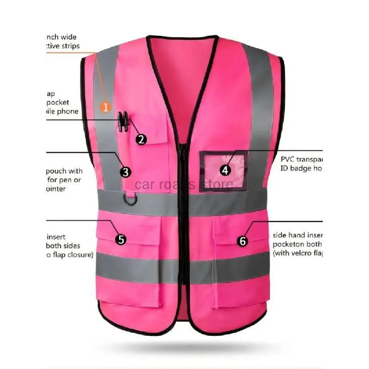 Reflective Vest High-Grade Safety Signal Custom Logo Rider Jacket Vest High Visibility Working Safety Jacket Fluorescent Woman