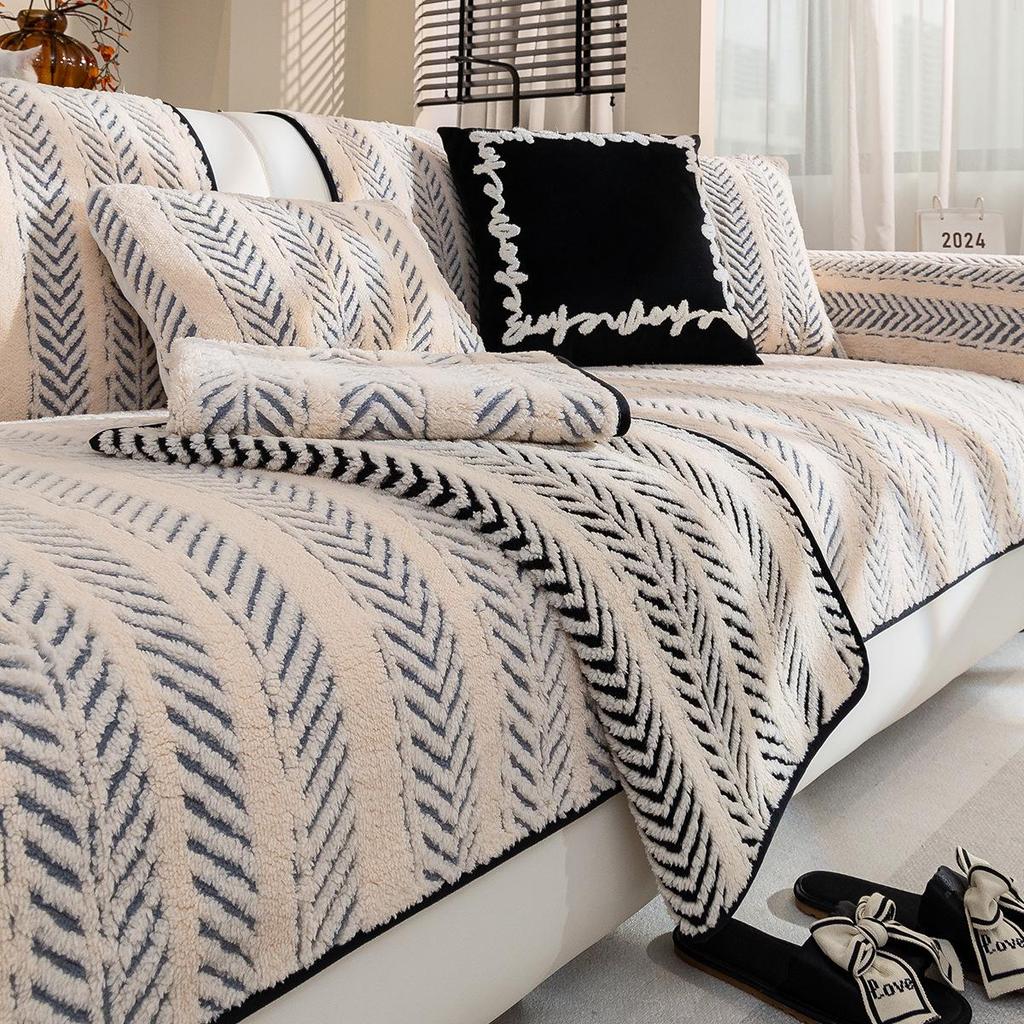 Pernă de canapea de pluș: Stil Nou Toamnă/Iarnă 2025, Husă Antiderapantă din Piele și Material pentru Patru Sezoane, Lux Ușor, Set de Pături de Înaltă Calitate