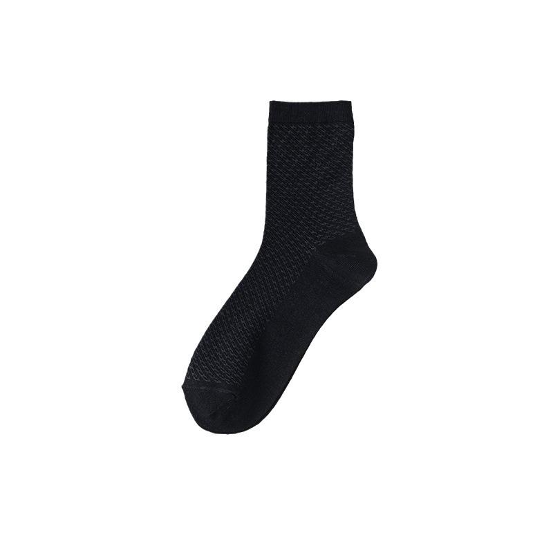 Men's Bamboo Fiber Antibacterial Mid-Tube Socks - Breathable, Deodorant, Sweat-Absorbent, Thin, Solid Color