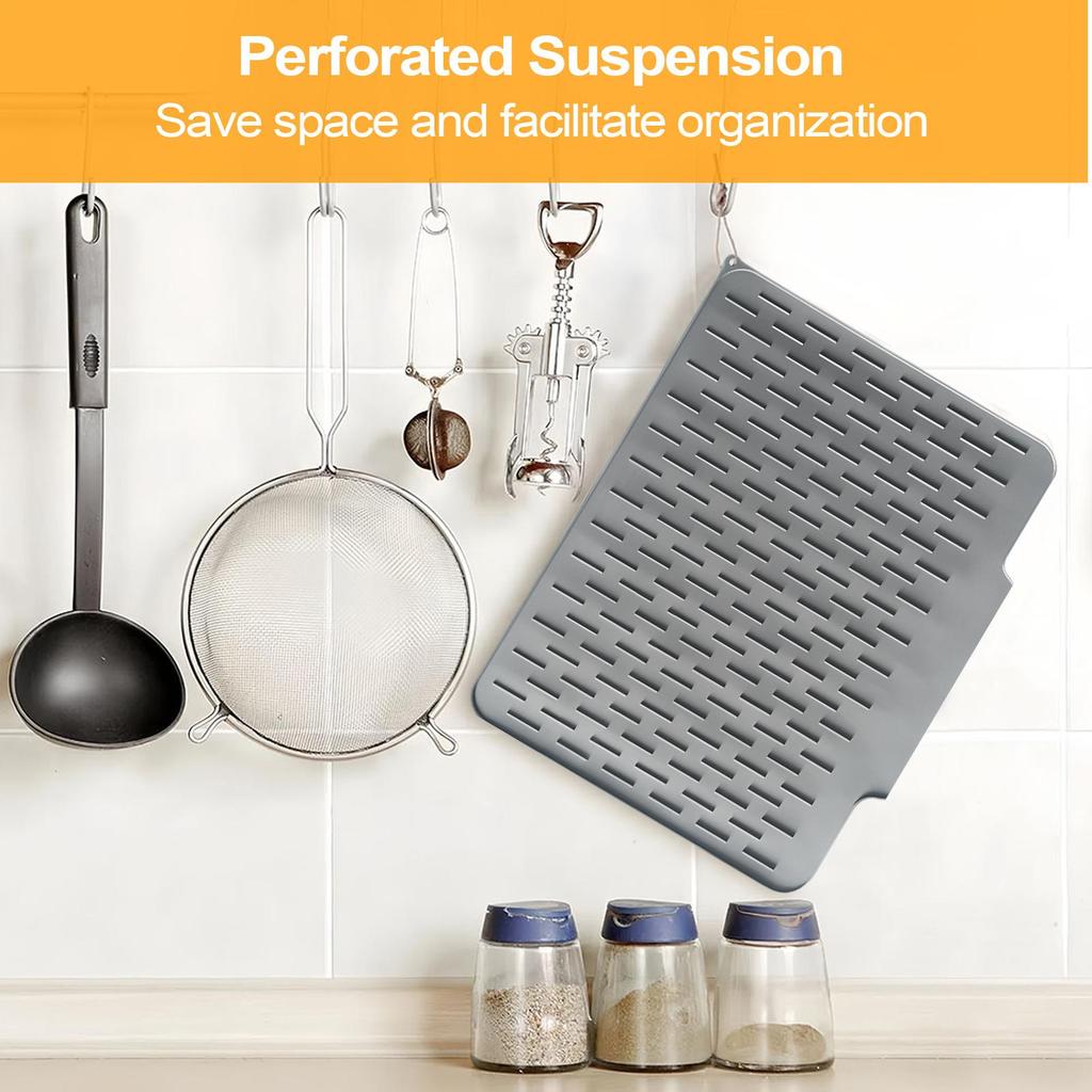 Kitchen Drying Mat Counter Silicone Dish Drainer Pad Non-Slip Tableware Pad Drainage Holder For Bowl Plates Cutlery Fork Spoon
