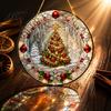 Transparent Acrylic Hanging Ornaments Stained Glass Style Window Hanging, Christmas Tree Snow Scene Xmas Gift for Family Friends Suncatcher, Door Home