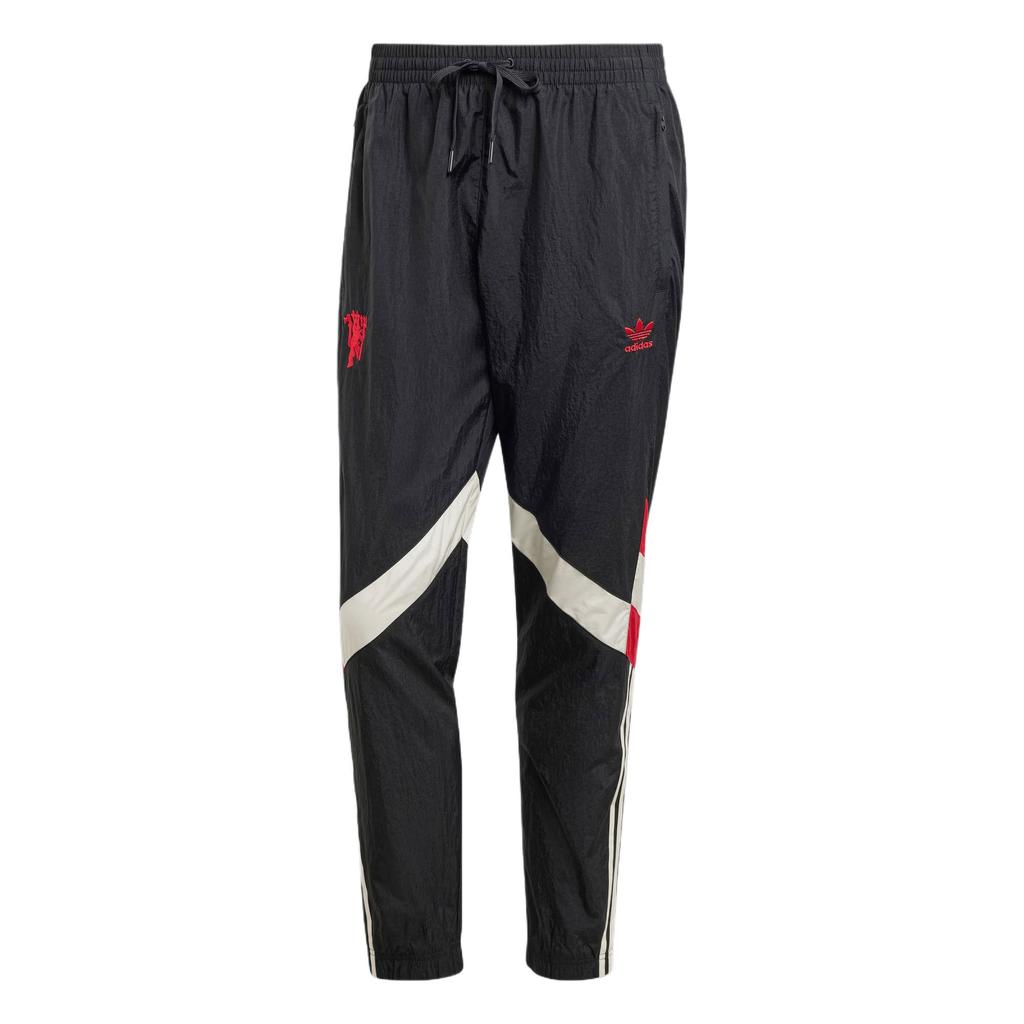 Adidas Originals SS24 Manchester United Track Series Retro Sports Lace-Up Color-Block Casual Knit Pants Men Pants Black IS6527
