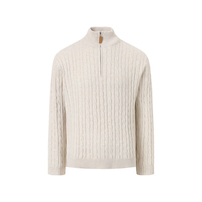 Blaexit American Retro Cable Knit Half-Zip Sweater for Men, Autumn and Winter Casual Lazy Cashmere Base Knitwear