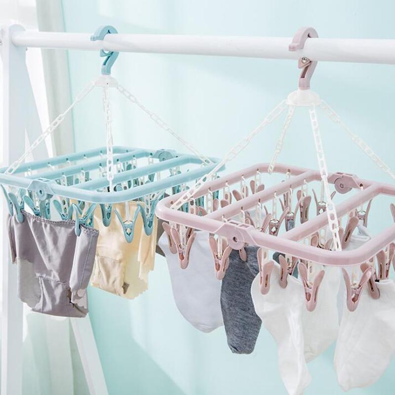 Folding Clothes Drying Rack Underwear Socks Clip Multifunctional Best Clothespin Rack Plastic Cloth Drying hanger Towel Laundry Pegs for Home