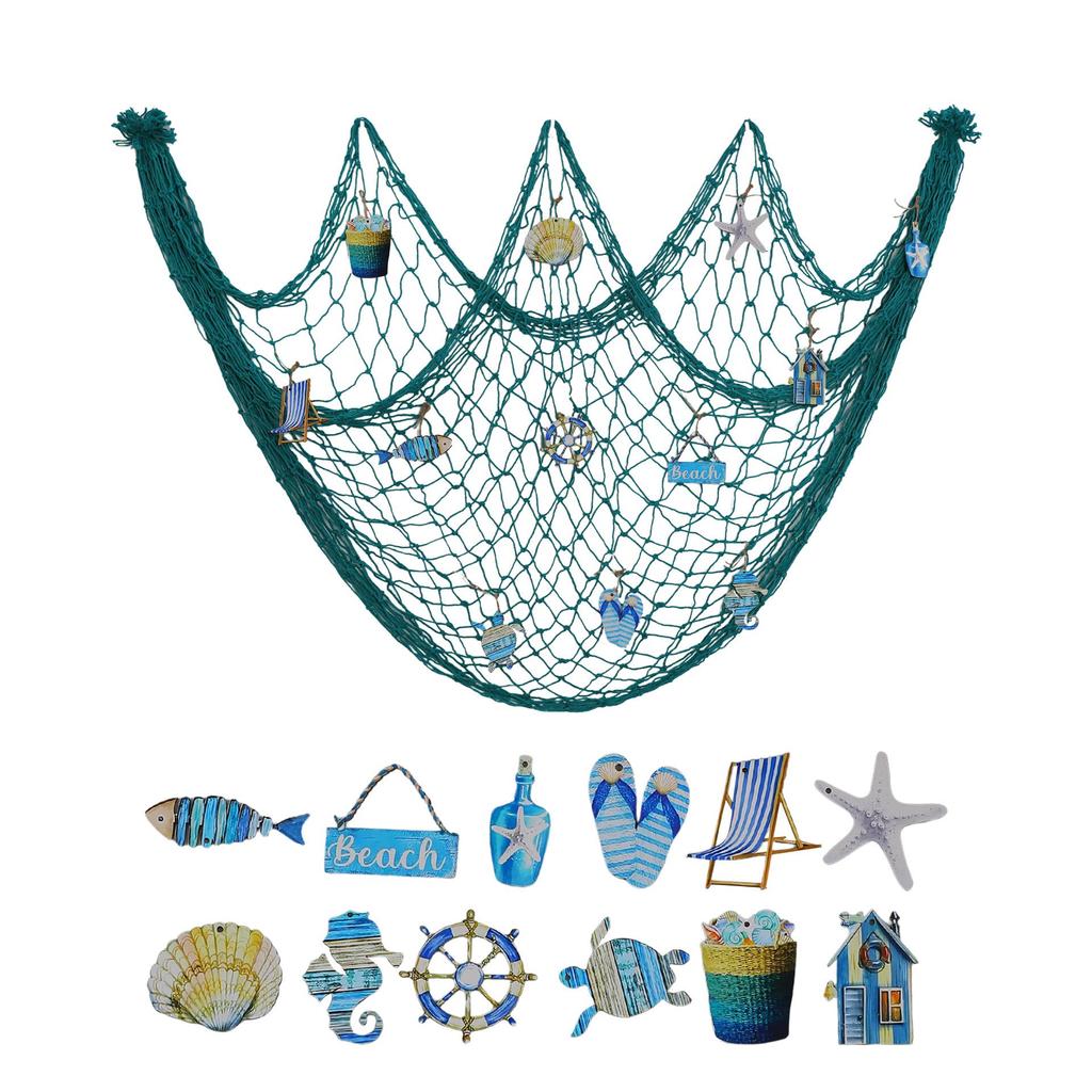Filet de pêche décoratif épais style méditerranéen pour mur photo et décorations sur le thème de l'océan