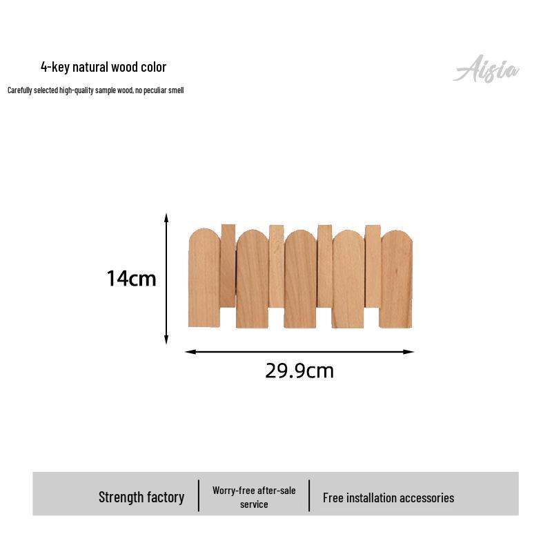 Piano Key Solid Wood Wall-Mounted No-Drill Coat and Hat Rack
