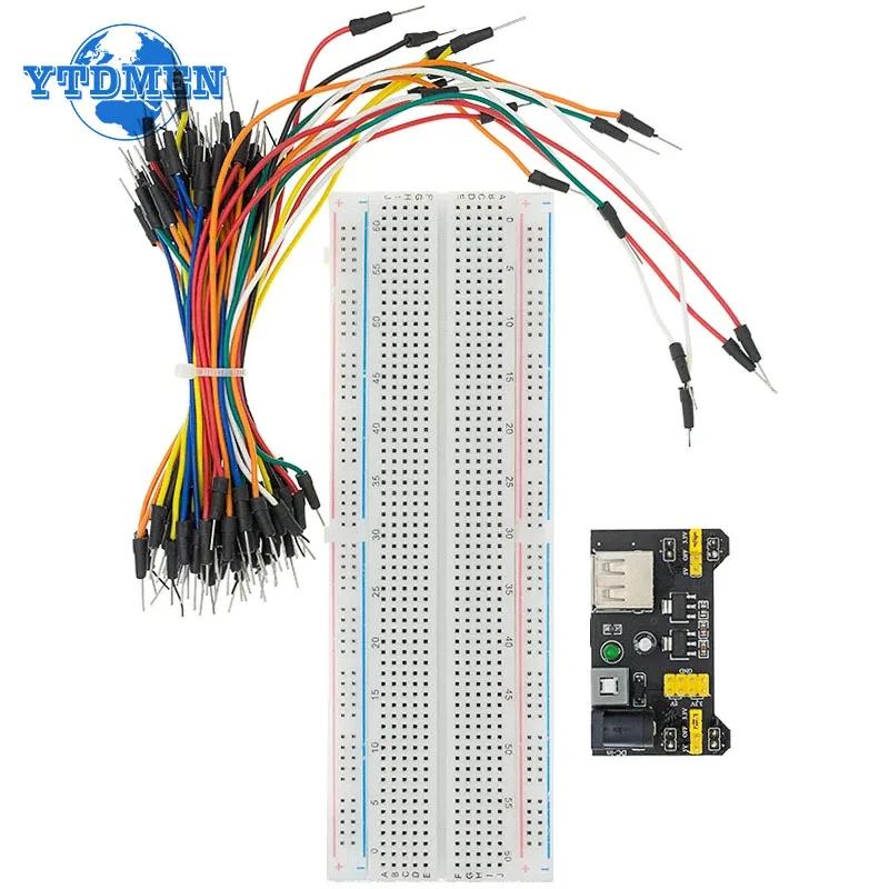 MB102 Breadboard Stromversorgungsmodul 3,3V/5V MB-102 830 Punkte Prototypen-Breadboard + 65 Stück Jumper-Kabel DIY für Arduino-Kit