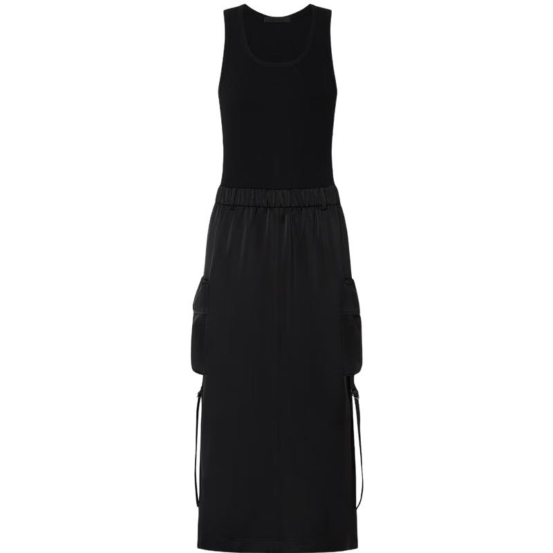 MO&Co. Cool-Touch Triacetate Workwear Spliced High-Waist Long Dress