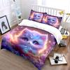 Dreamy Starry Sky Cute Cat Duvet Cover Set With 3D Printing Design Soft Polyester Bedding Set All-Season Comfort For Gifts