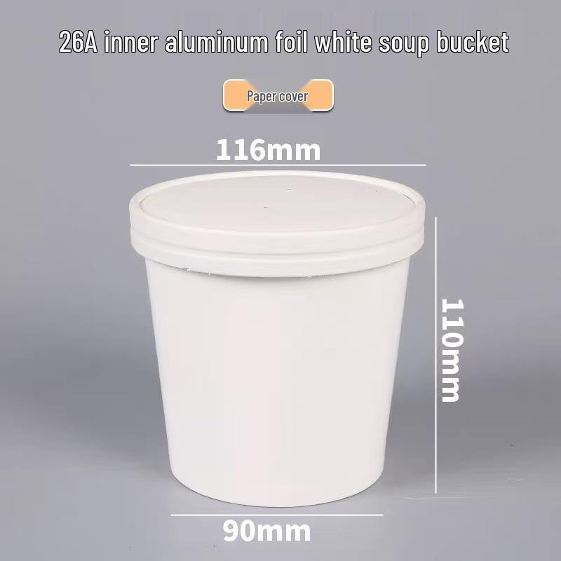 Jednorázová hliníková miska na polévku pro jídlo s sebou a dušenou polévku – Izolovaná obalová krabice