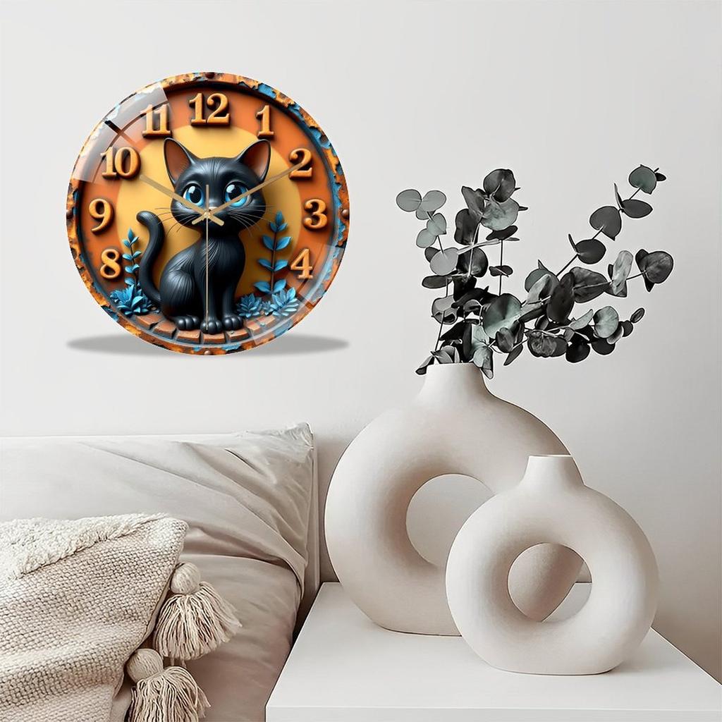 Premium 30x30cm Round Glass Wall Clock with Scratch-Resistant Coated Surface