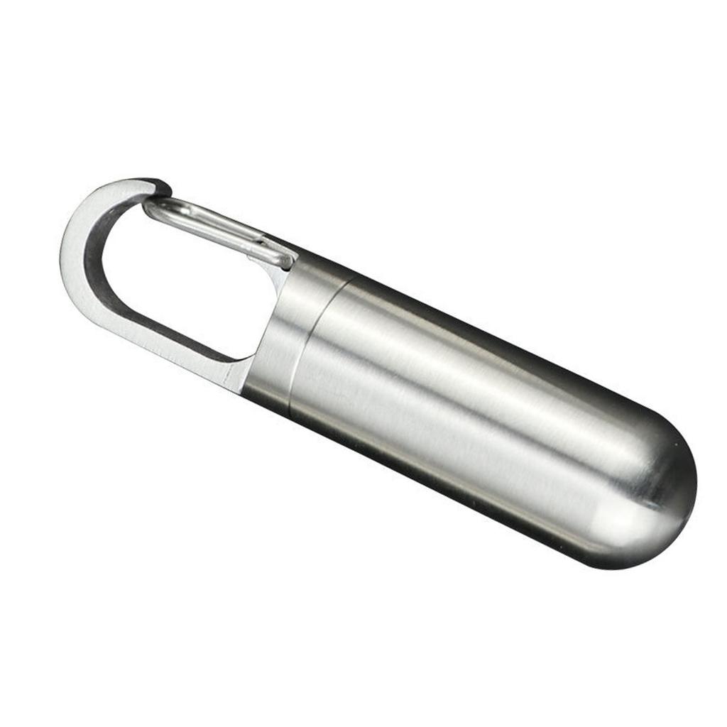 J21 Stainless Steel Medicine Container Sealing Waterproof Portable Mini Capsule Bottle Holder Keychain for Outdoor
