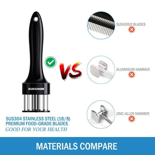KUCCOON Meat Tenderizer Tool with Stainless Steel Needles and Ultra-Sharp 24 Blades for Beef, Chicken, Steak, Veal, and Pork