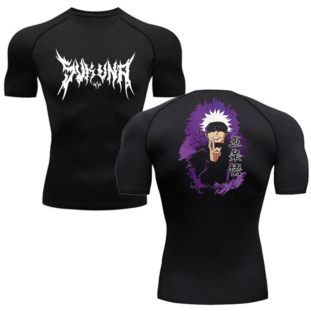 Anime Jujutsu Kaisen Compression Shirt Men Fitness Gym Sport Running T-Shirt Rashgard Tops Tee Quick Dry Short Sleeve T-Shirt