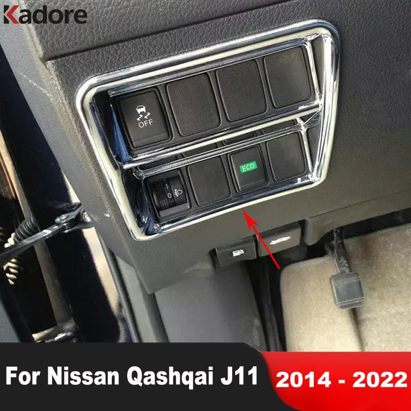 Car Head Light Lamp Switch Button Panel Cover Trim For Nissan Qashqai 2014-2018     Matte Interior Accessories