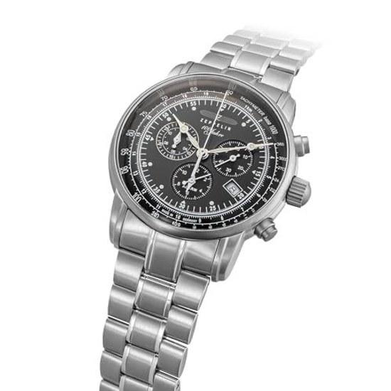 ZEPPELIN Mens Watch 100th Anniversary Series 7680-MB2 Quartz 5 Atmospheres Water Resistant Mineral Glass Gray Dial Stainless Steel