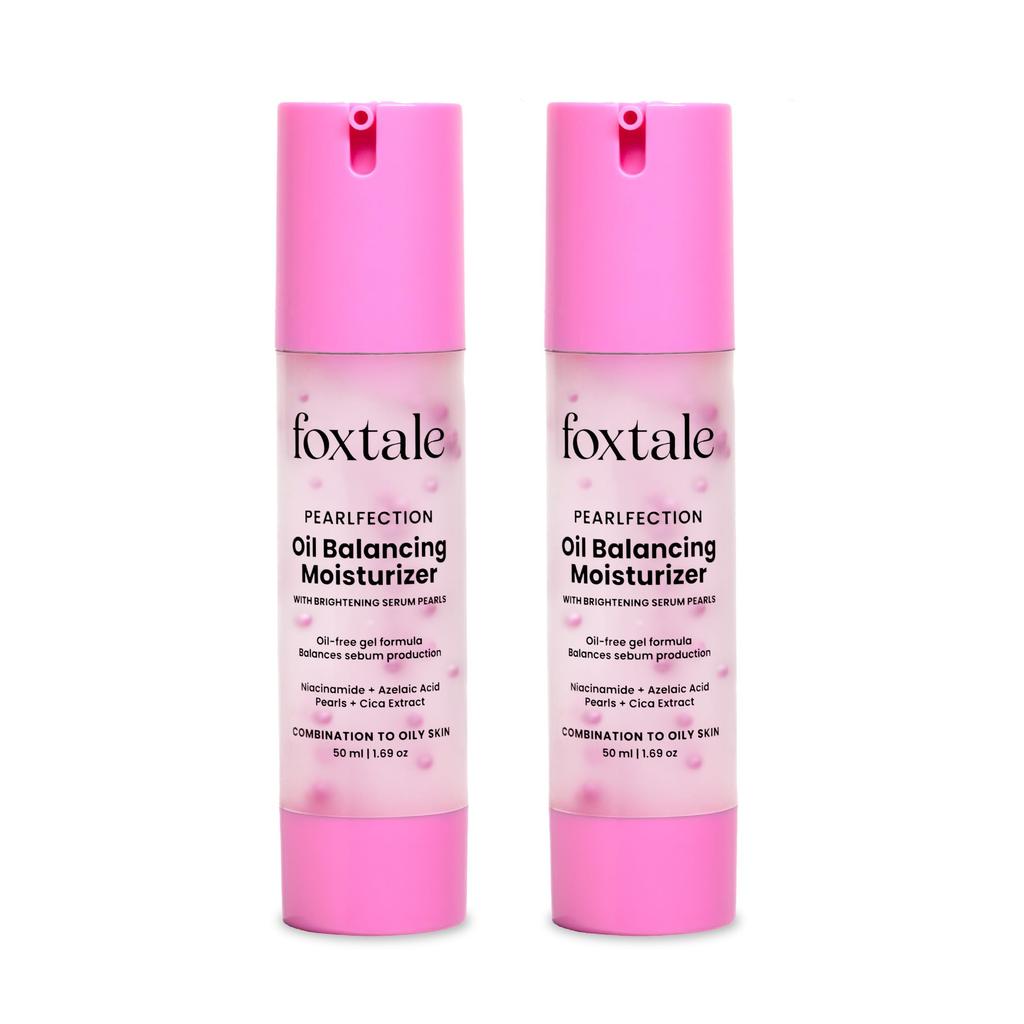 Foxtale Oil-Balancing Gel Face Moisturizer with Niacinamide & Cica | 8hr Oil-Free Glow| Lightweight & Non-Greasy | Reduces Acne & Calms Skin | For