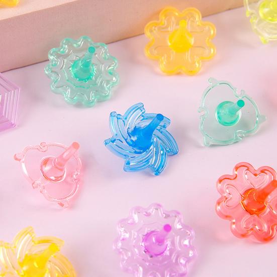 24Pcs Transparent Acrylic Spinning Top Portable Travel Kids Mini Gyroscope Educational Colorful Spinner Toy Toddlers Boys Girls Gift Party Favors