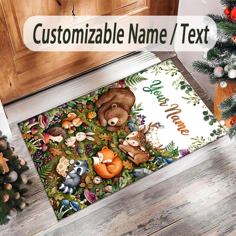 Family Friends Theme Crystal Velvet Rug Personalized Custom Name Text Soft Floor Mat Home Decor