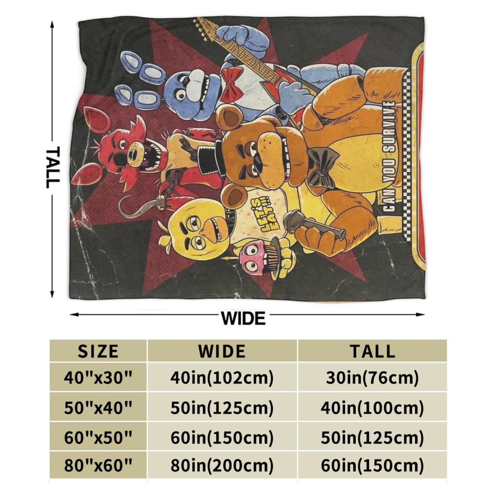 FNAF At Freddys Accessories Blanket Super Soft Cozy Film Throw Blankets for Couch 50x60 Inches Multi-size Bedspread