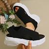 Fashion 2025 New Women Sandals High Heel Flying Weave Slope Heel Thick Sole Women Sandals Summer Fish-mouth Knitted Sports Shoes Women
