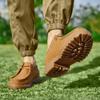 Mens Shoes Vintage Work Boots Leather Casual Shoes Lace Up for Outdoor Hiking