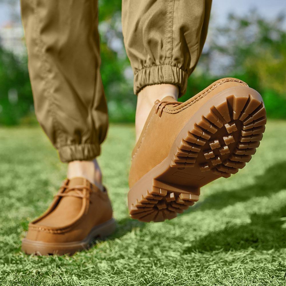 Mens Shoes Vintage Work Boots Leather Casual Shoes Lace Up for Outdoor Hiking